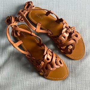 Size 9 Pilcro woven tie-up brown gladiator sandals